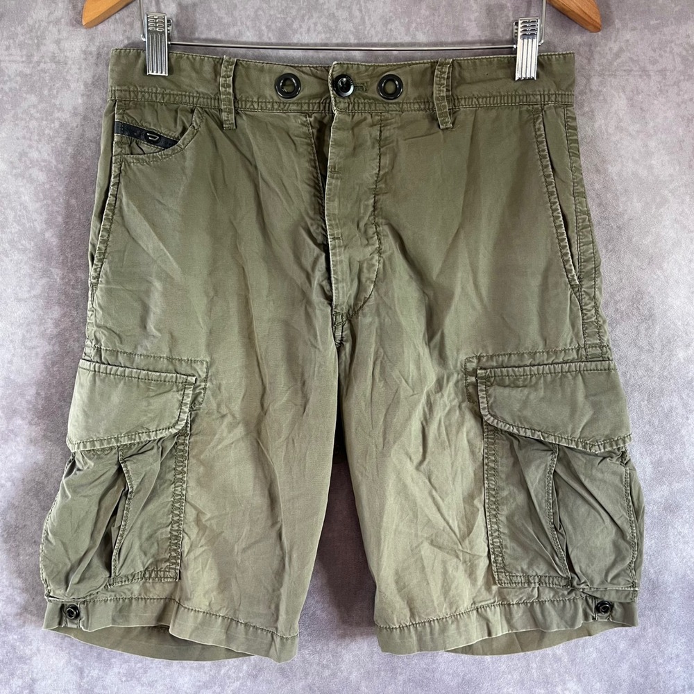 Diesel Cargo Shorts Mens Size 27 Olive Green Cotton Utility Tactical Shorts